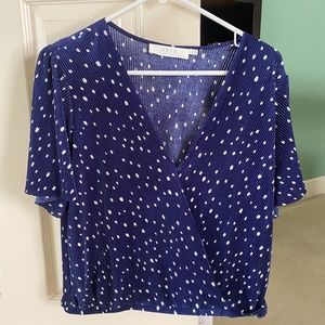 Astr Tops | Astr The Label Plisse Top Blouse 5467e1m | Color: Blue/White